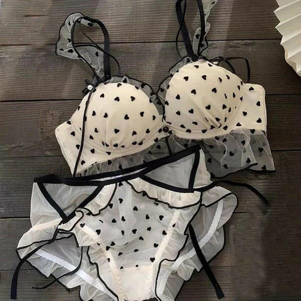 Embroidered Bra with Cute Lace Panty Set