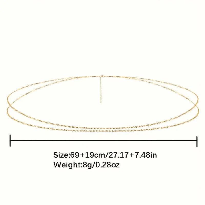 Double Layer Golden Metal Waist Chain Belt