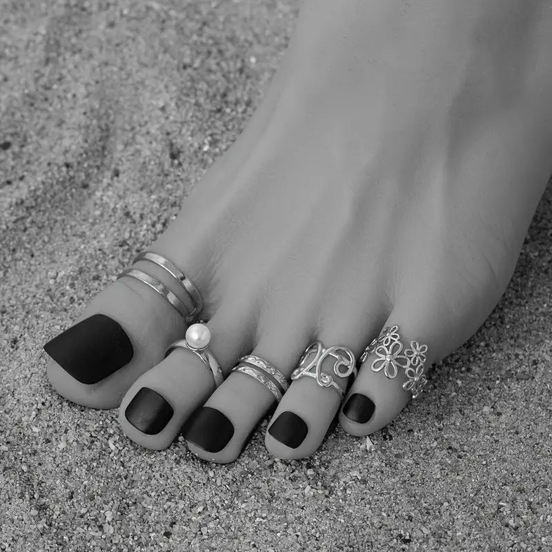 5pcs Bohemian Adjustable Toe Rings