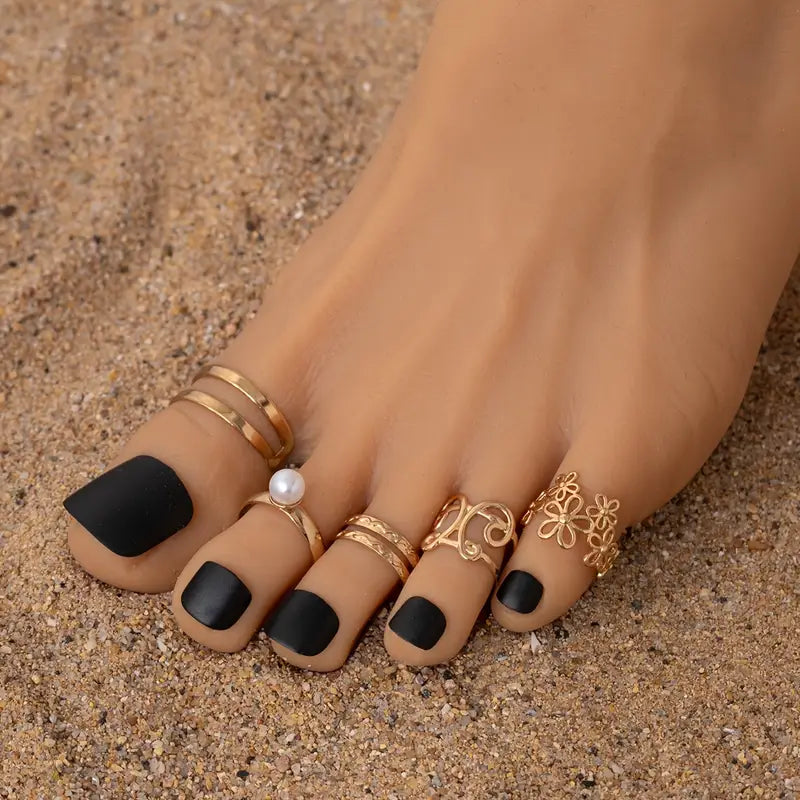 5pcs Bohemian Adjustable Toe Rings