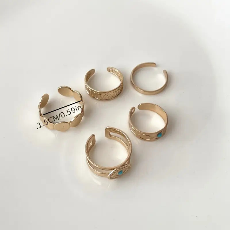 5pcs Bohemian Adjustable Toe Rings