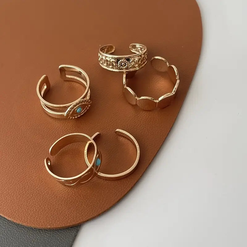 5pcs Bohemian Adjustable Toe Rings