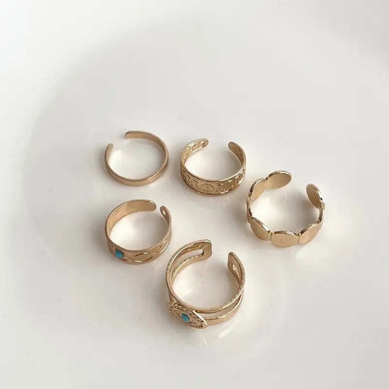 5pcs Bohemian Adjustable Toe Rings