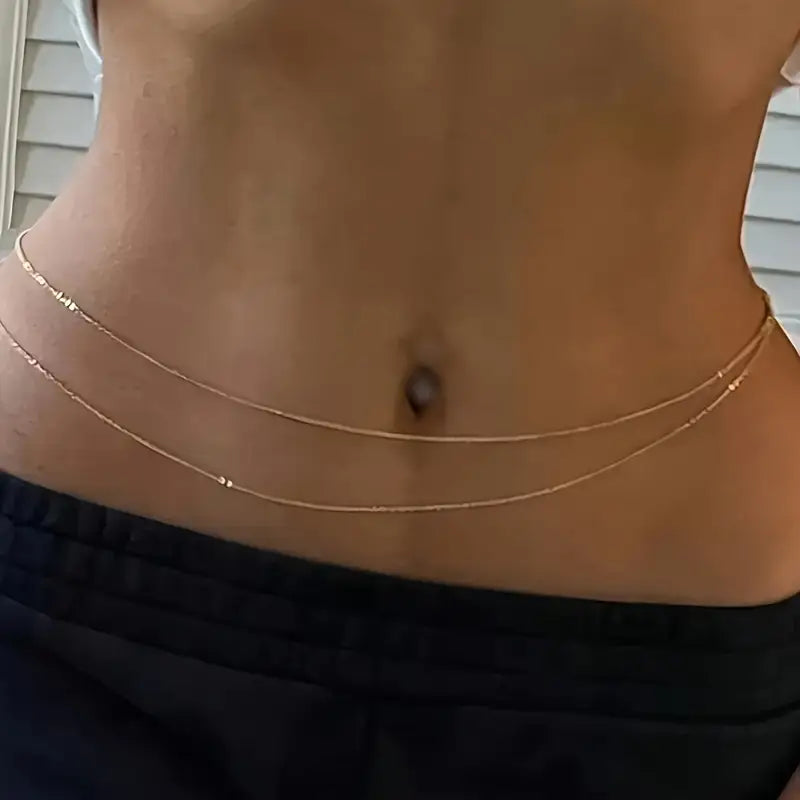 Double Layer Golden Metal Waist Chain Belt