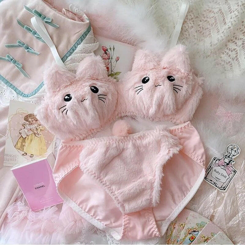 Soft Plush Design Bra & Panty Set