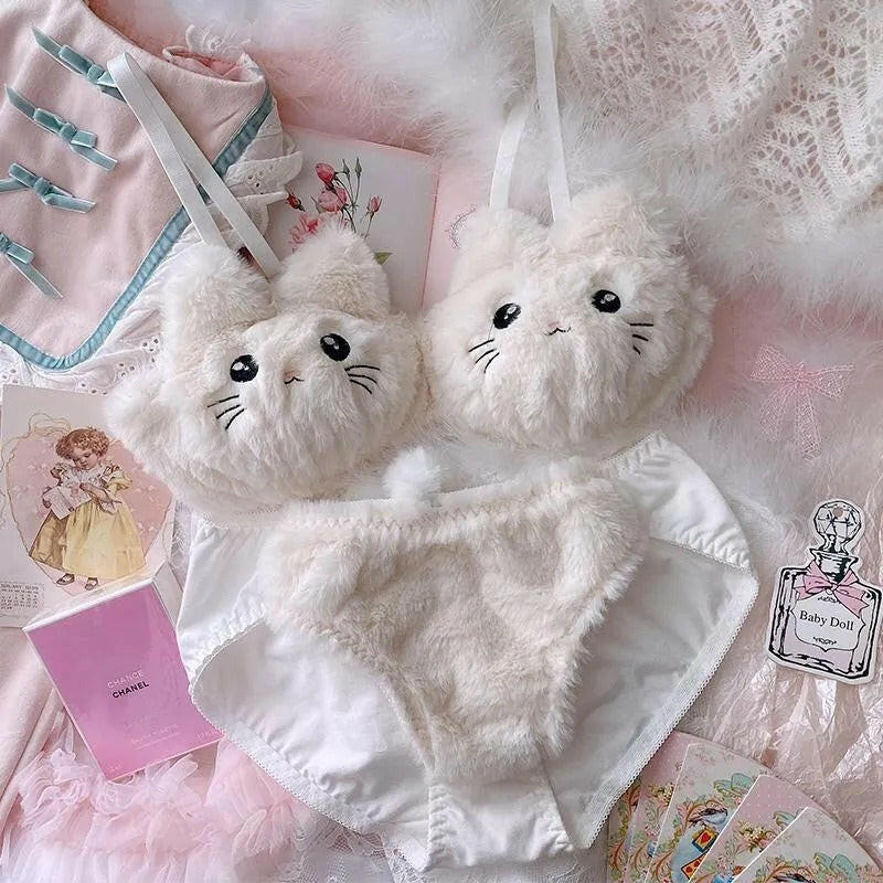 Soft Plush Design Bra & Panty Set
