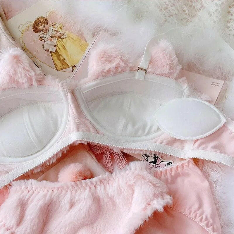Soft Plush Design Bra & Panty Set
