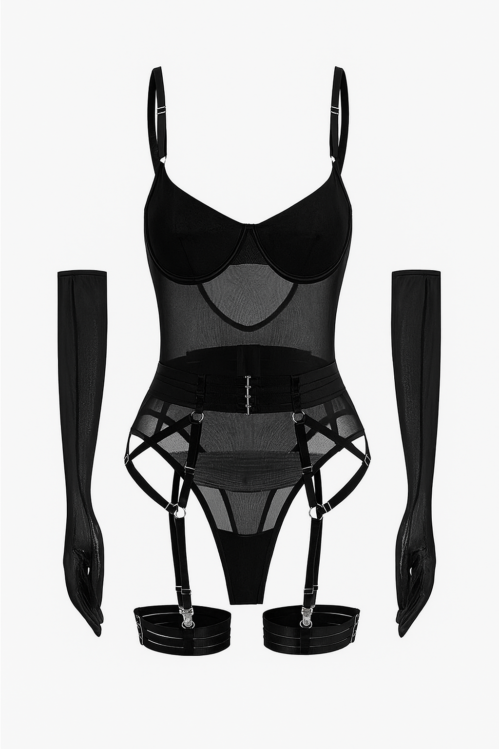 Sexy Lingerie Soft Net Lyt padded Cups & Gloves