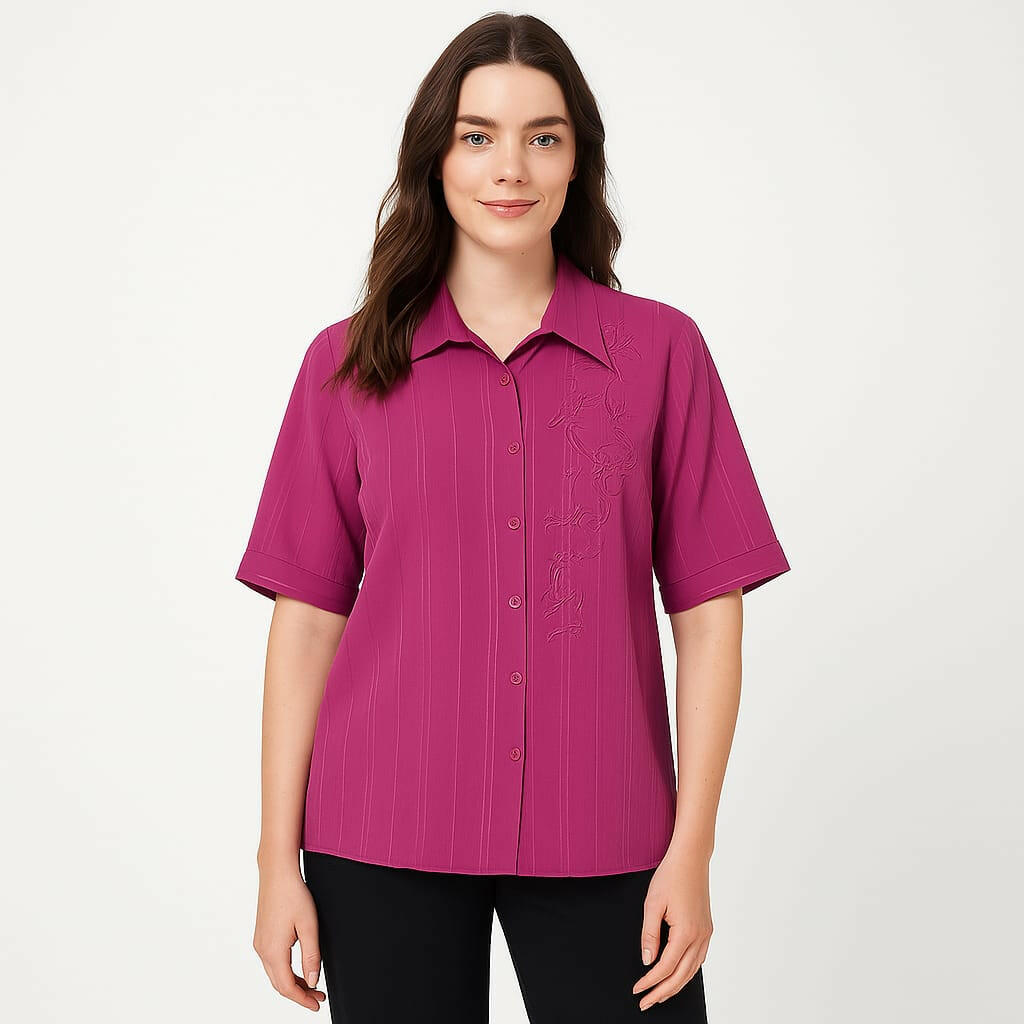 Smart Cotton Embroidered Shirt | Leftover Tops