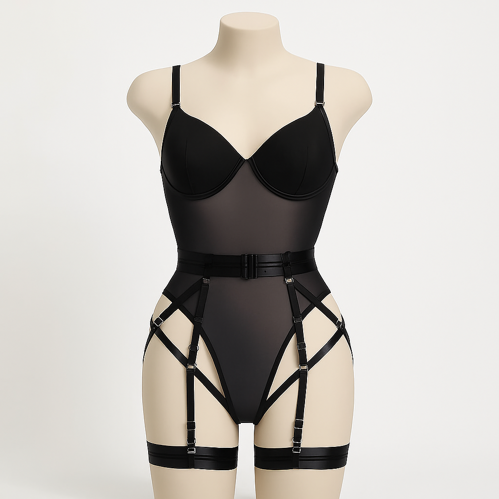 Sexy Lingerie Soft Net Lyt padded Cups & Gloves