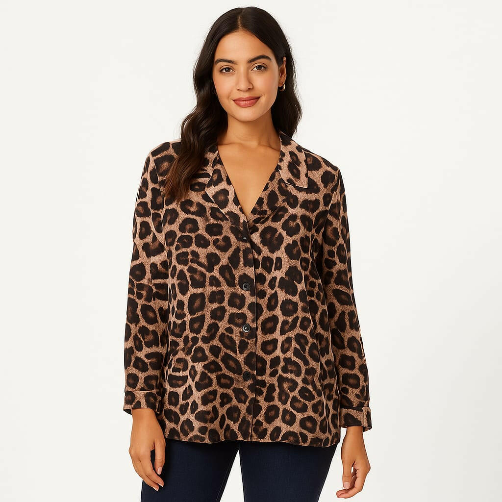 Leopard Print Button-Down Shirt
