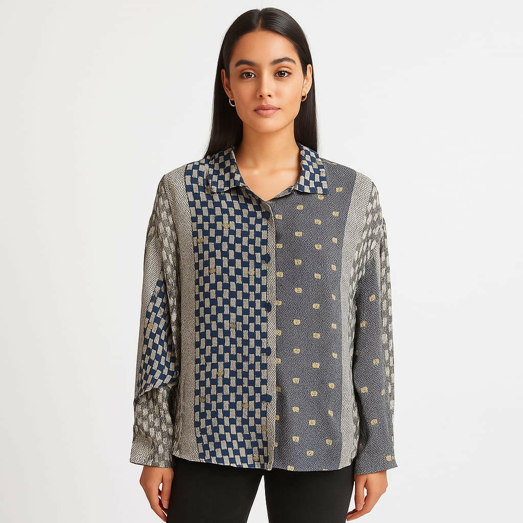 Vintage Patchwork Print Shirt – Relaxed Fit