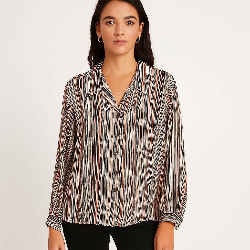 Striped Button-Down Shirt – Casual Loose Fit