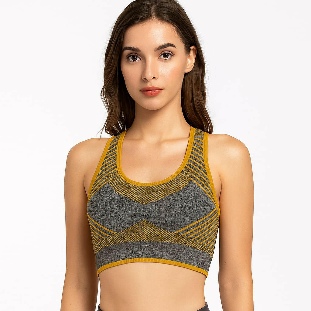Stylish Mustard & Grey Sports Bras – Comfort & Support