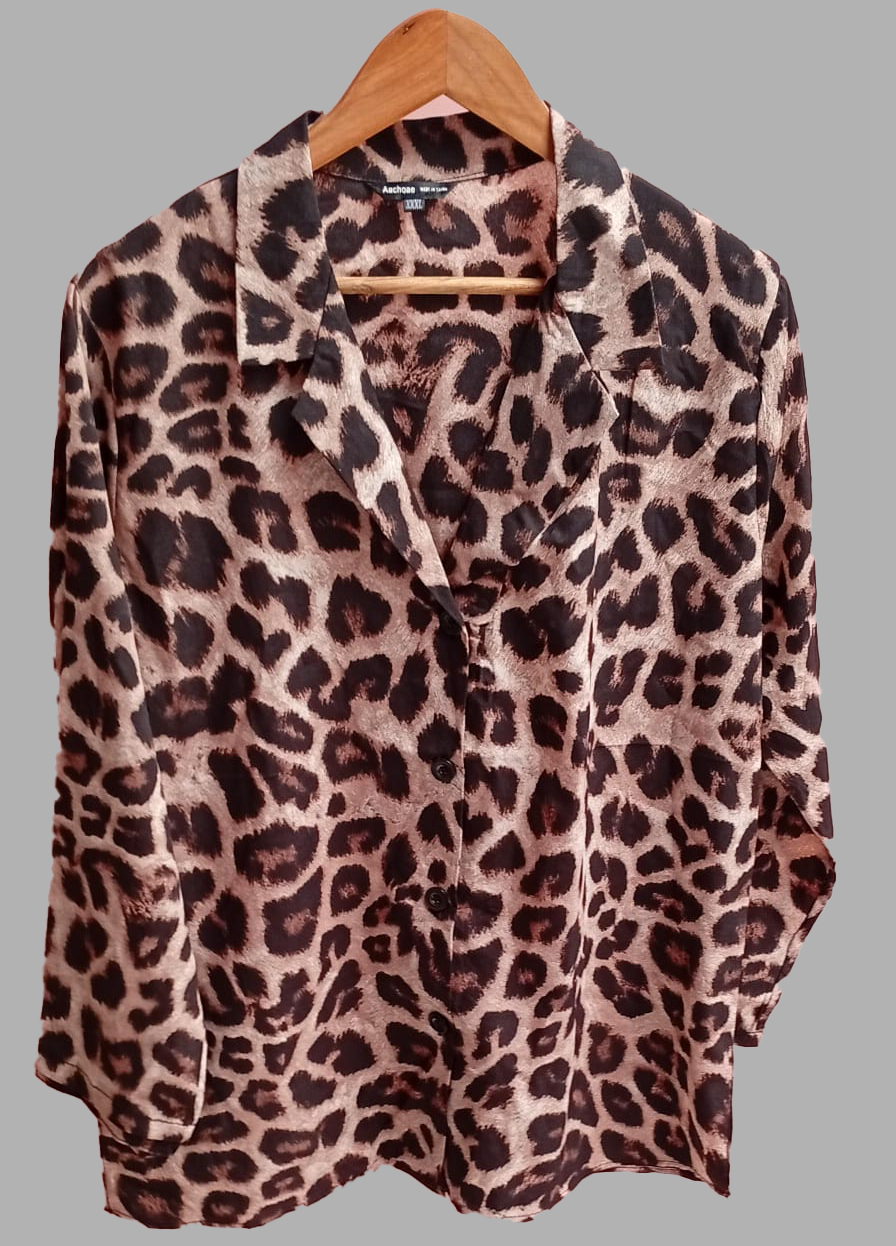 Leopard Print Button-Down Shirt