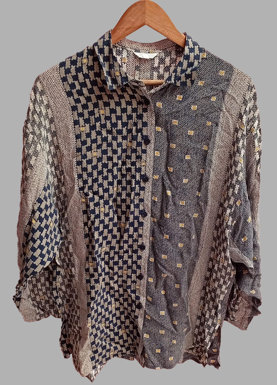 Vintage Patchwork Print Shirt – Relaxed Fit