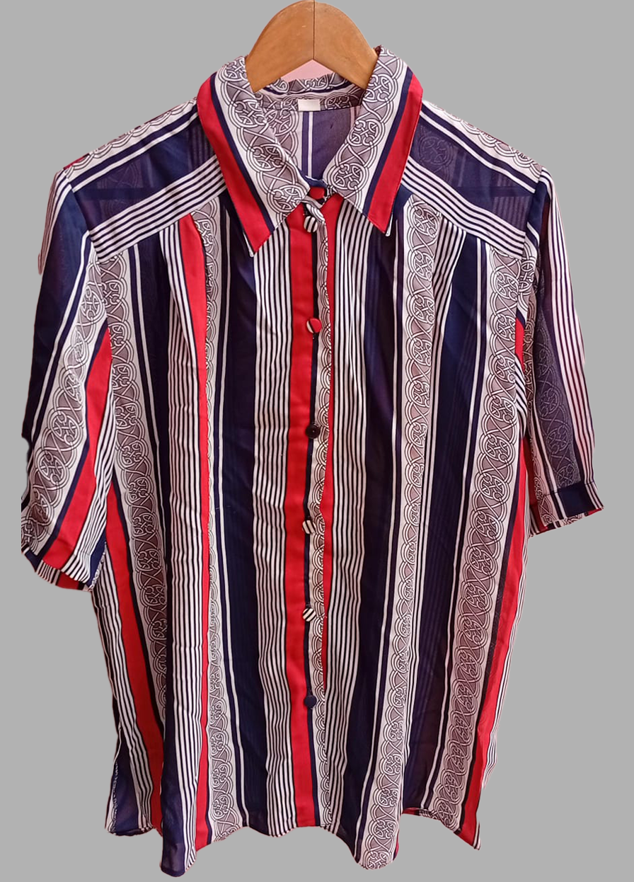 Trendy Multicolor Striped Button-Down Shirt for Women