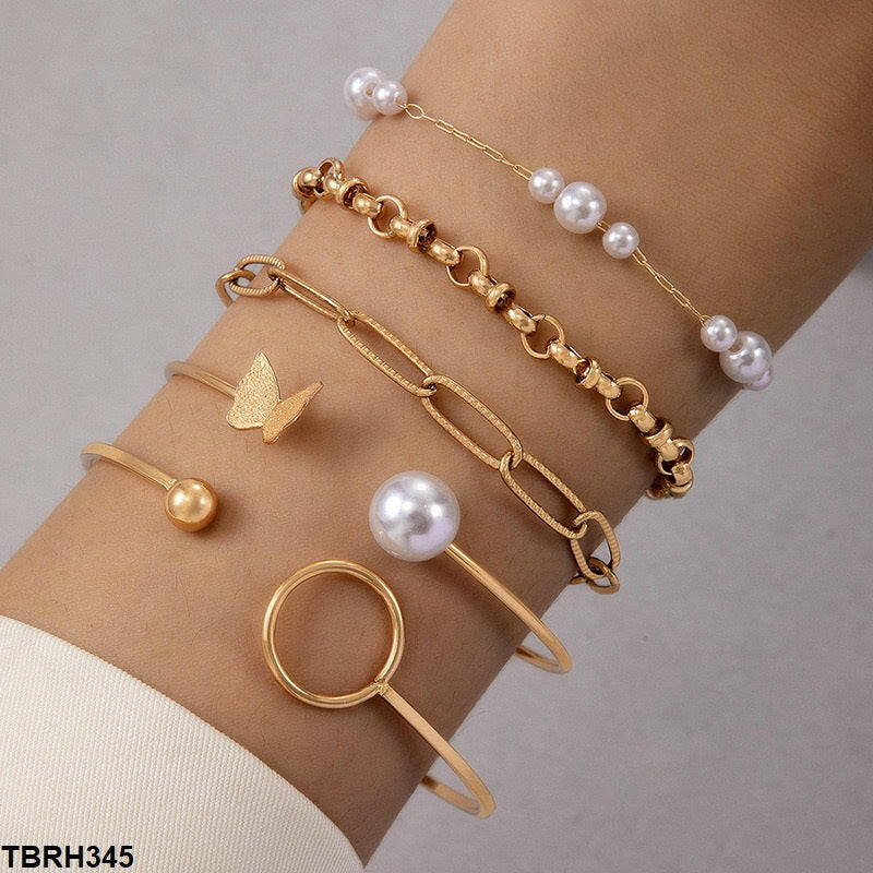 Butterfly/Oval/Pearl Bracelet Set