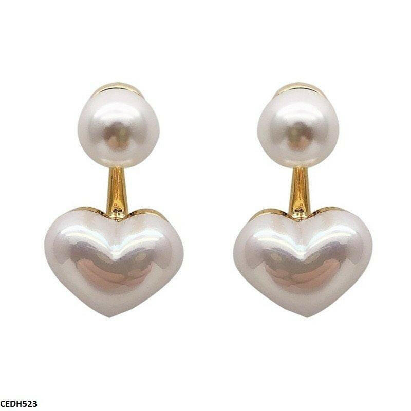 Pearl / Heart Drop Earrings