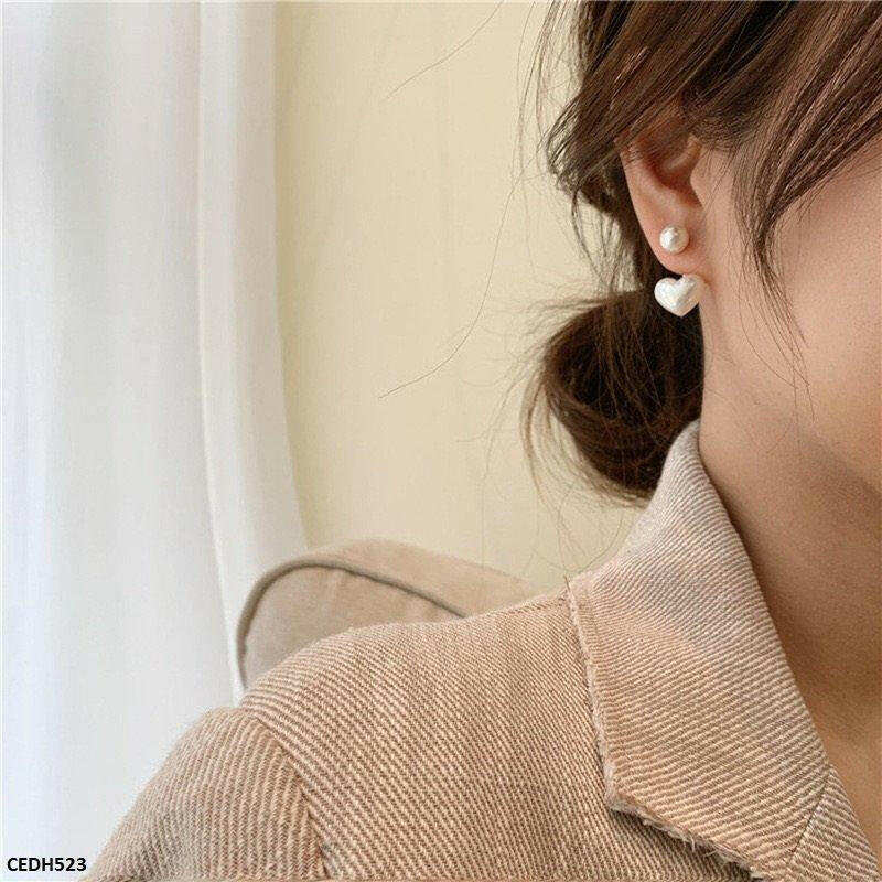 Pearl / Heart Drop Earrings