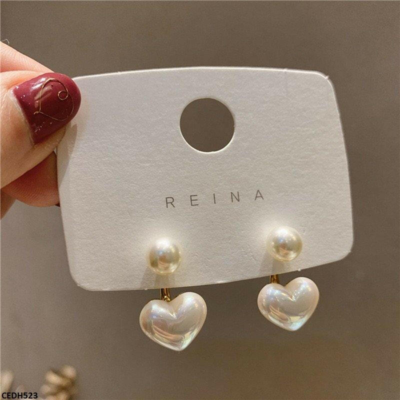 Pearl / Heart Drop Earrings