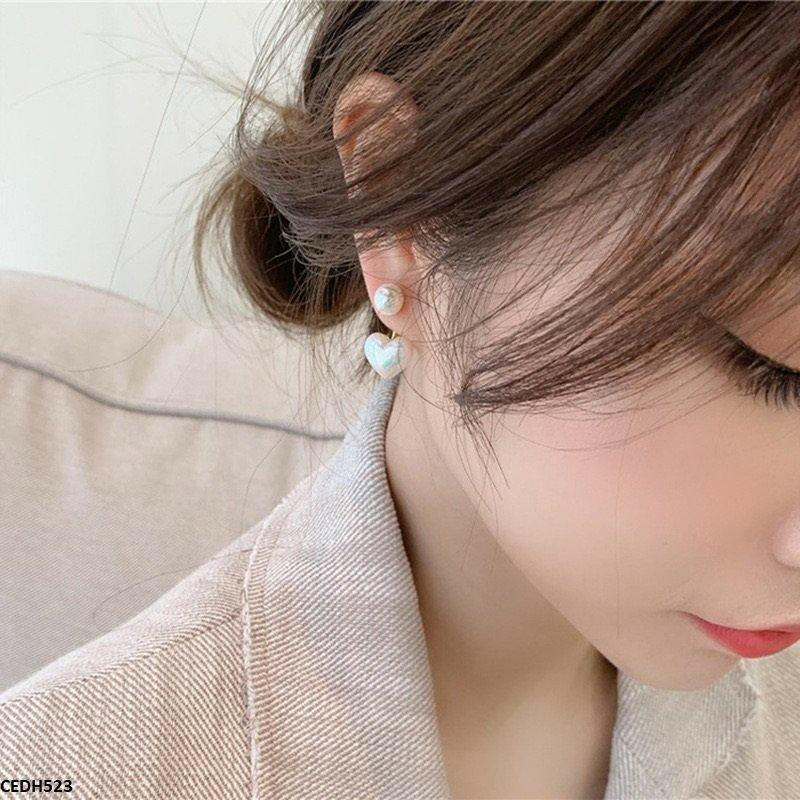 Pearl / Heart Drop Earrings