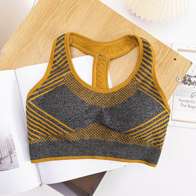 Stylish Mustard & Grey Sports Bras – Comfort & Support