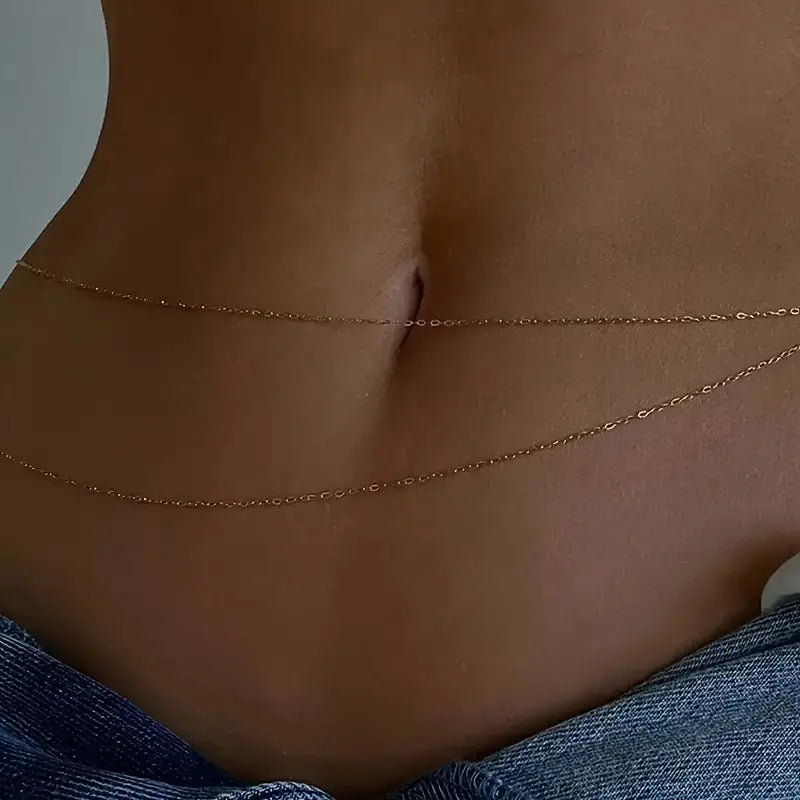 Double Layer Golden Metal Waist Chain Belt