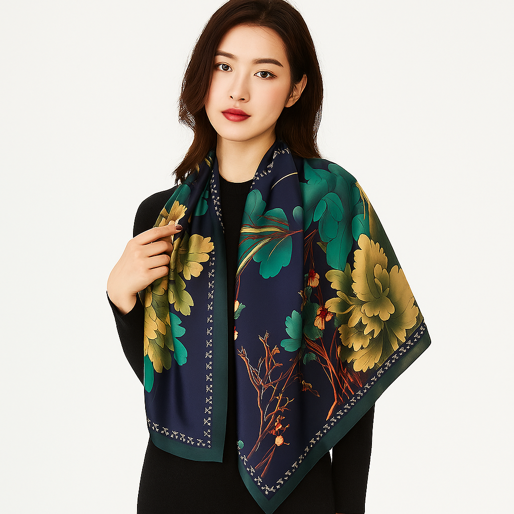 Women's Elegant Satin Printing Scarves Mominass