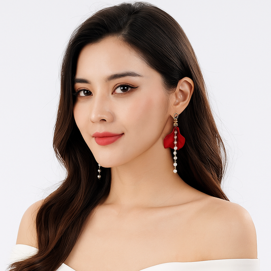 Petal Pearl Tassel Earrings Mominass