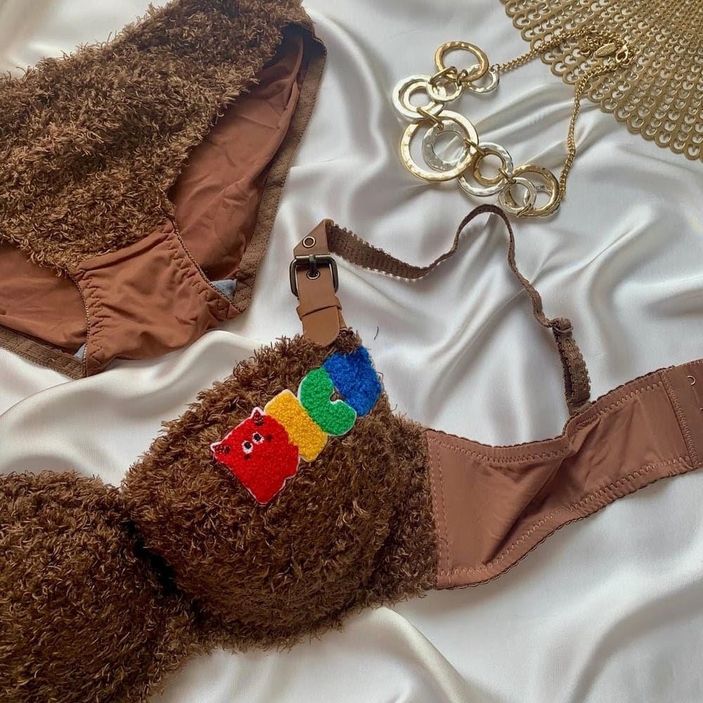 Super soft plush bra panty set