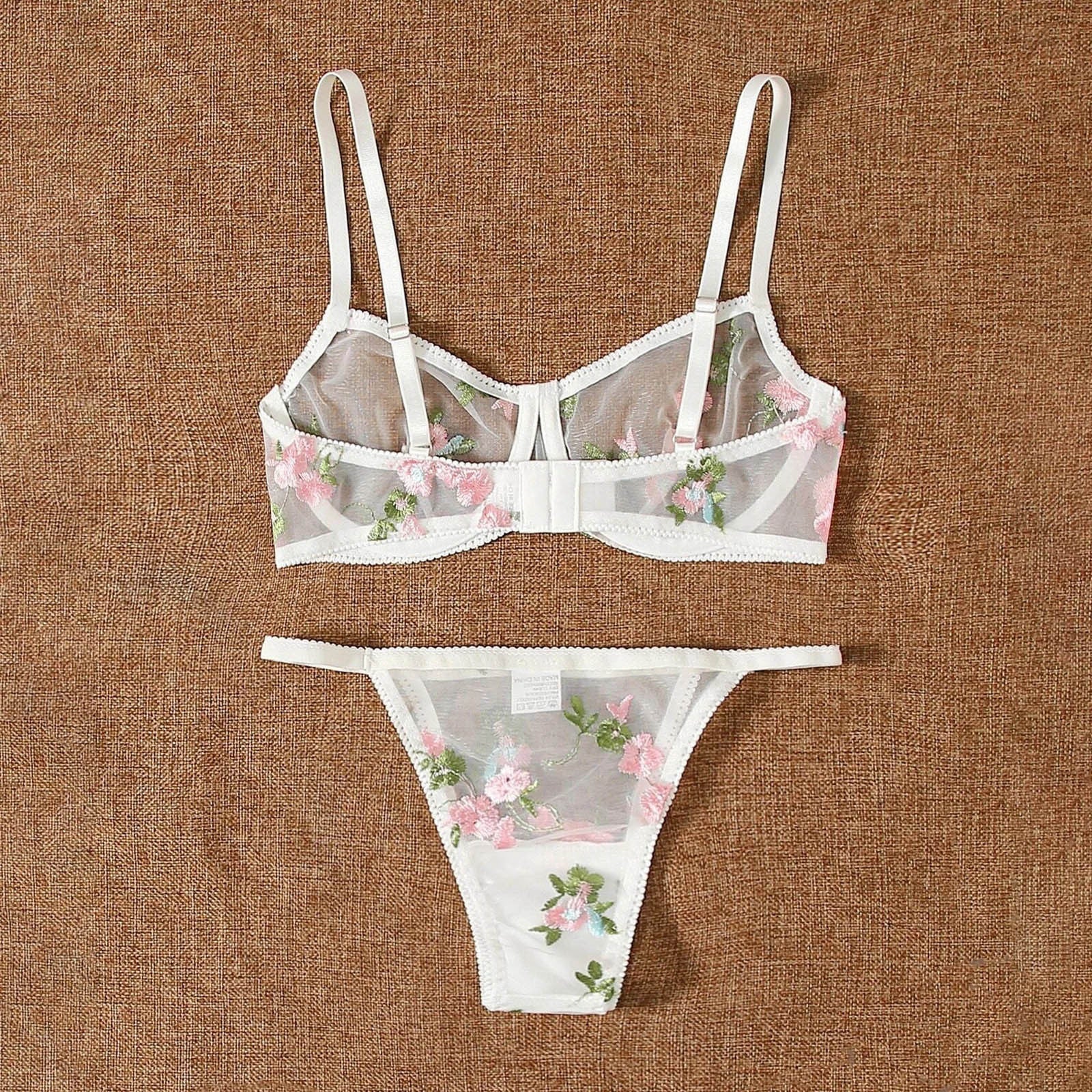 Flower Sexy Embroidery Bra Panty Set Mominass
