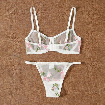 Flower Sexy Embroidery Bra Panty Set Mominass