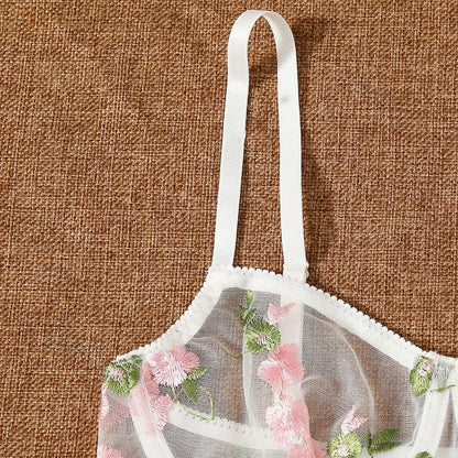 Flower Sexy Embroidery Bra Panty Set Mominass