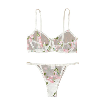 Flower Sexy Embroidery Bra Panty Set Mominass