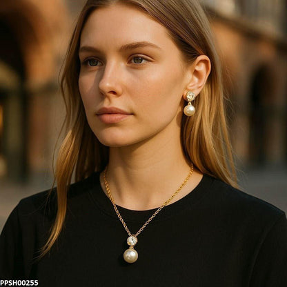 Round Pearl Drop Pedant Set