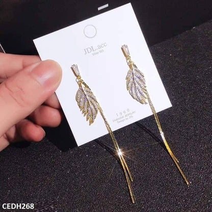 Baguette Leaf's Drop Earrings Pair Mominass