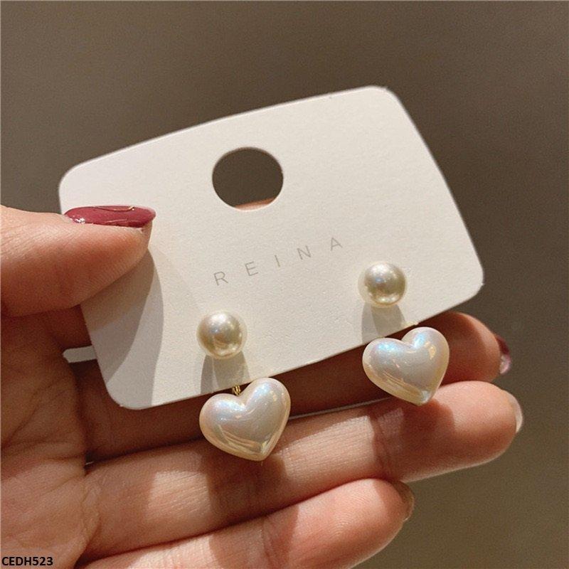 Pearl/Heart Drop Earrings Mominass