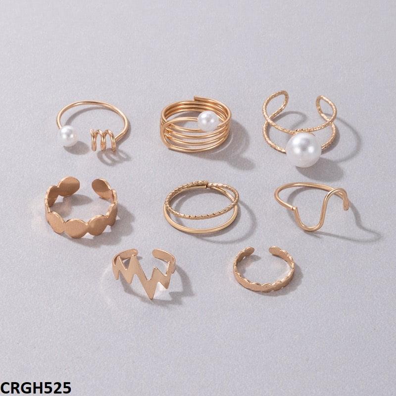 Pearl/Curved 8 Midi Rings Mominass