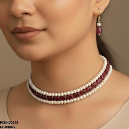 Three-Layered Pearl Choker Set