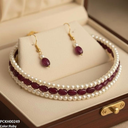 Three-Layered Pearl Choker Set