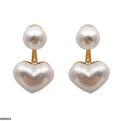 Pearl/Heart Drop Earrings Mominass