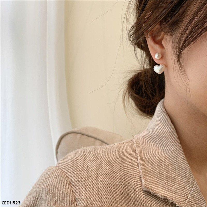 Pearl/Heart Drop Earrings Mominass