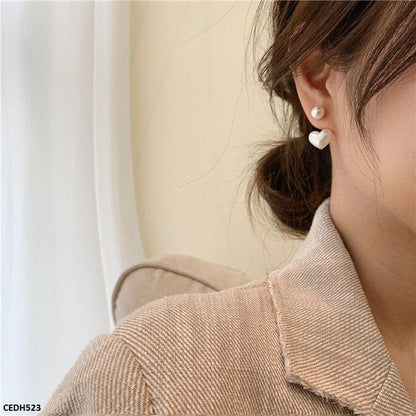 Pearl/Heart Drop Earrings Mominass