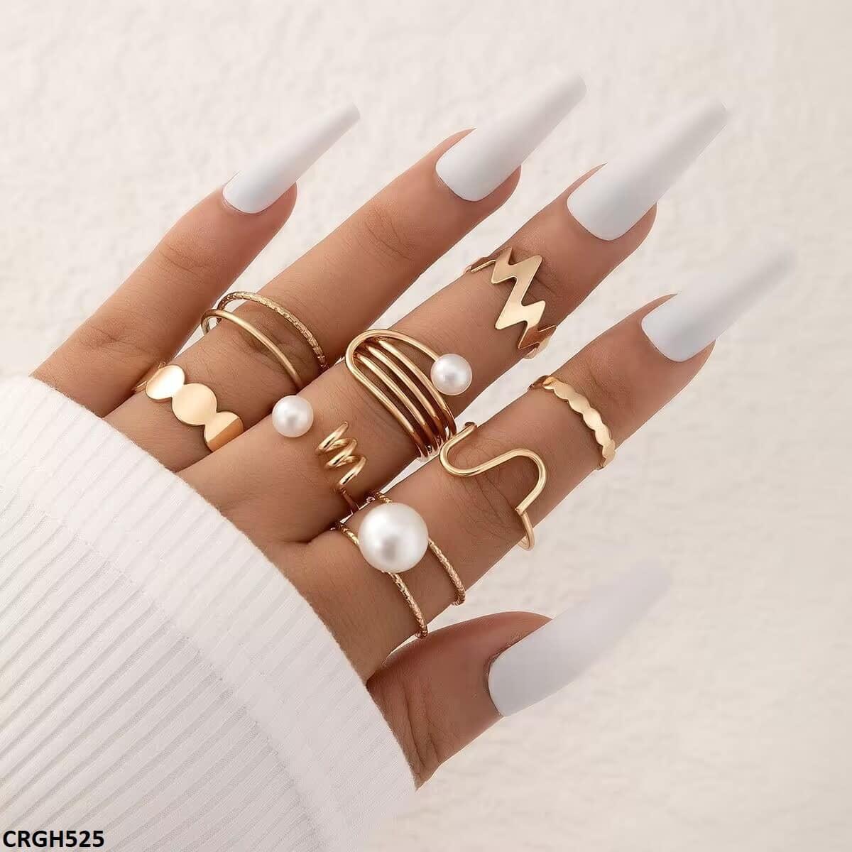Pearl/Curved 8 Midi Rings Mominass
