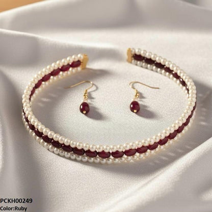 Three-Layered Pearl Choker Set