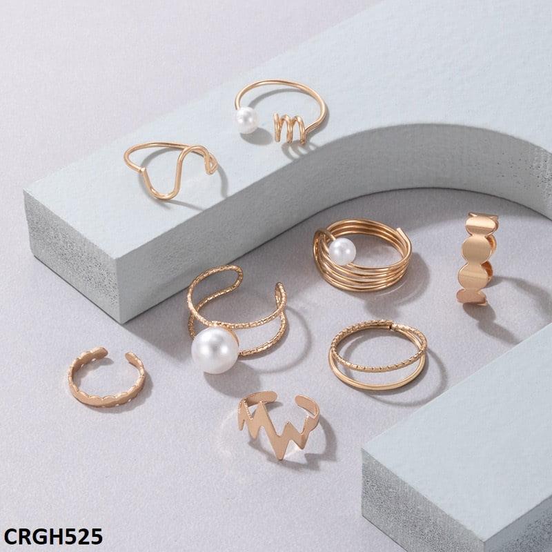 Pearl/Curved 8 Midi Rings Mominass