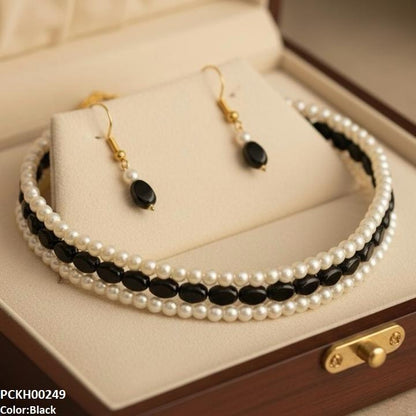 Three-Layered Pearl Choker Set